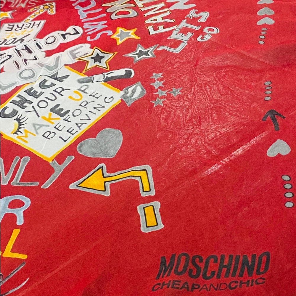 Moschino Red and White Graphic Scarf